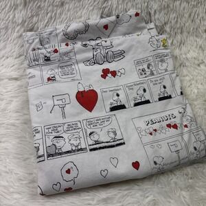 Pottery Barn Kids Snoopy Peanuts Valentine King Flat Sheet Organic Hearts PBK